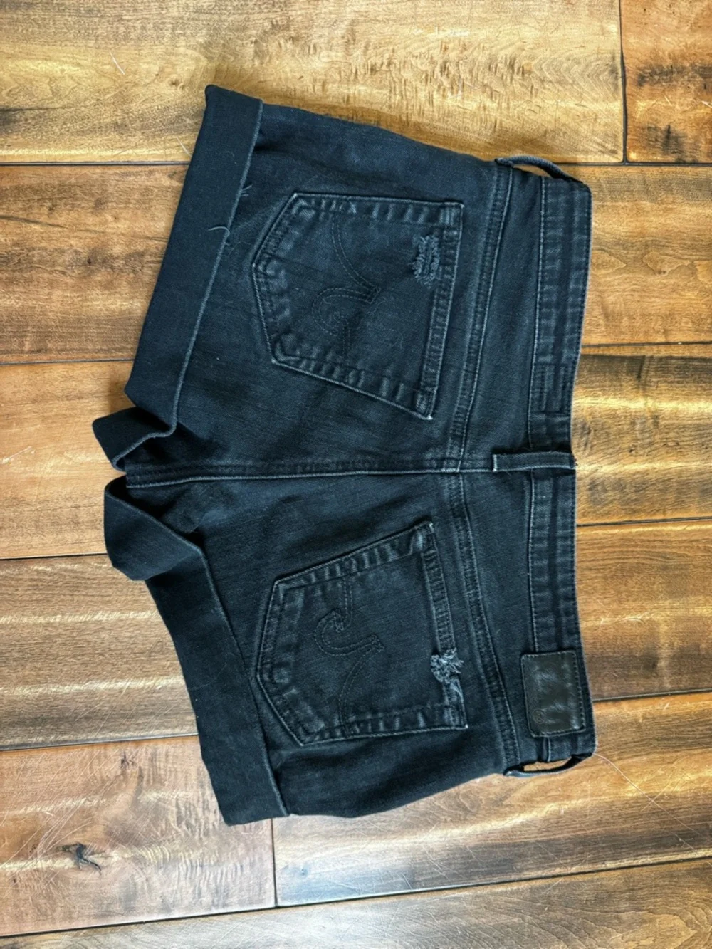 ag hailey boyfriend denim shorts distressed raw hem black - Picture 7 of 10